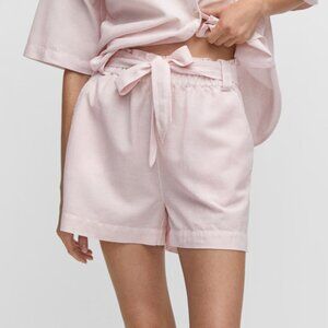Mango Pastel Pink Cotton Linen Shorts/NWT/S